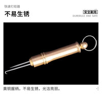 Copper Fishing Line Knot Tying Tool for Straight and Curved Hooks
