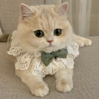 Pet Cat Dog Knitted Bow Tie Collar Scarf Bib