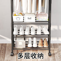 Multifunctional Garment Rack with Shoe Storage and Hat Organizer, Foldable Clothes Drying Rack for Bedroom