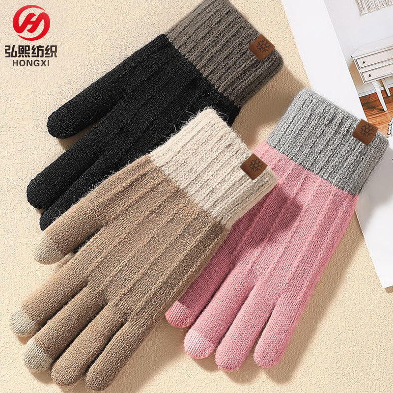 Alpaca Wool Knit Touchscreen Gloves for Women - Warm Winter Outdoor Cycling & Office Use