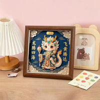 DIY Pearl Diamond Painting Kit with Zodiac Animal Design and Mirror Glass Frame