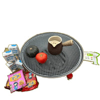 Outdoor Portable Cast Iron Fire Pit BBQ Grill for Patio and Home Use, Charcoal Barbecue Stove for Tea Boiling