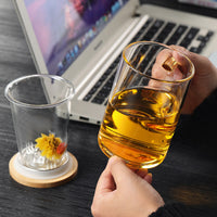 Borosilicate Glass Tea Infuser Mug with Bamboo Lid - Mountain View Design
