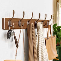 Wall Mounted Wooden Coat Rack with Hooks for Entryway and Door