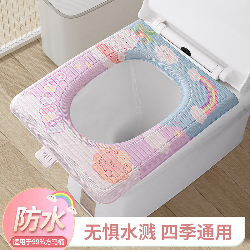 Square EVA Toilet Seat Cushion, Waterproof, Enlarged, Comfortable, All-Season, Adhesive Toilet Seat Pad