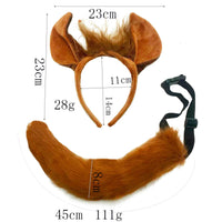 Halloween Wolf Ear Headband and Tail Plush Animal Cosplay Set