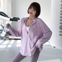 Plus Size Ice Silk Sun Protection Hoodie for Women, Loose Fit UV Protection Jacket