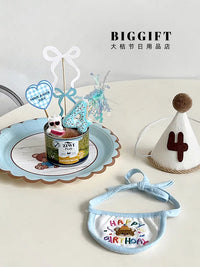 Pet Birthday Party Decoration Set with Felt Hat, Bib, and Cake Topper