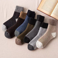 Men's Thermal Wool Socks, Thickened Fleece Lined Mid-Calf Winter Warm Socks