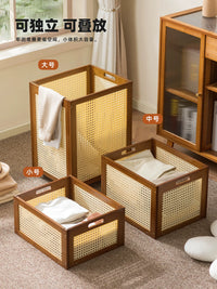 Stackable Rattan-Style Storage Box for Home Organization, Toys, and Clothes