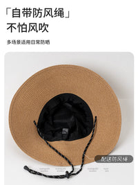 Wide Brim Straw Fisherman Hat UV Protection Sun Hat for Men and Women