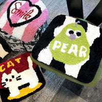 Cartoon Flocking Tufted Seat Cushion for Office, Students, Dining Chairs - Non-Slip Plush Pad