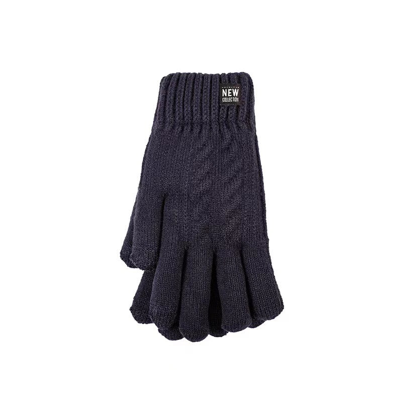 Winter Thermal Touchscreen Gloves for Outdoor Cycling - Fleece Lined Double-Layer Jacquard Knit