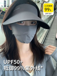 UV Protection Sun Visor Hat for Women, Full Face Cover with Detachable Neck Flap, Wide Brim Summer Outdoor Hat