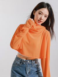 Women's UV Protection Driving Shawl with Face Mask, Ice Silk Long Sleeve Sun Protection Cape for Cycling