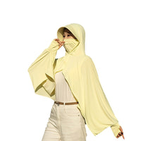 Women's Ice Silk Sun Protection Hoodie Shawl Loose Breathable UV Protection Cape for Outdoor Driving