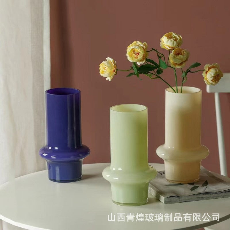 Nordic Light Luxury Retro Glass Vase for Living Room Entrance Decor
