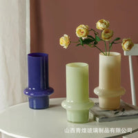 Nordic Light Luxury Retro Glass Vase for Living Room Entrance Decor