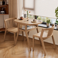 Solid Wood Balcony Bistro Set, Small Dining Table and Chairs, 3-Piece Combination for Home Leisure and Tea, Compact Space, Foldable