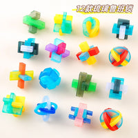 Transparent Glazed Luban Lock Puzzle Set Brain Teaser Disentanglement Toy