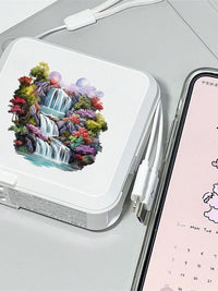 Watercolor Garden Pond Waterfall Landscape Cartoon Stickers for Journaling