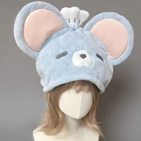 Cute Cartoon Rat Microfiber Hair Drying Towel Wrap for Women, Super Absorbent & Soft
