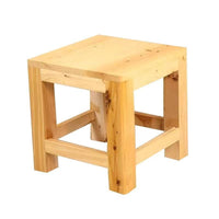 Cedar Wood Square Stool with Mortise and Tenon Joints, Retro Tiger Leg Design, Solid Wood Shoe Changing Bench