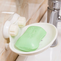 Wall-Mounted Soap Dish, Punch-Free, Oval Design, Suction Cup/Adhesive Soap Holder for Bathroom