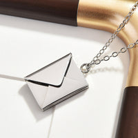 Titanium Steel Envelope Locket Necklace with Engravable Message Card