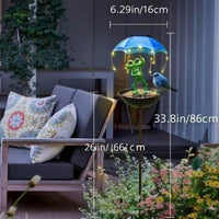 Solar-Powered Frog Bird Feeder Garden Landscape Light Outdoor Decoration Iron Art Ornament