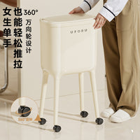 Tall Kitchen Living Room Trash Can with Lid and Wheels, Large Capacity, No Bending Required