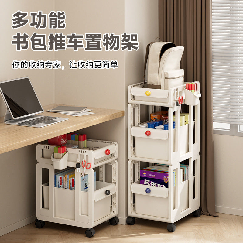 Mobile Bookshelf Cart with Wheels, Multi-layer Storage Rack for Home Office and Students