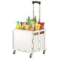Portable Folding Shopping Cart with Wheels, Collapsible Utility Wagon for Groceries, Camping, and Outdoor Storage