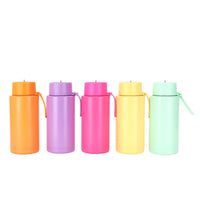 Large Capacity 304 Stainless Steel Insulated Water Bottle with Silicone Handle and Straw for Outdoor Sports and Car Travel