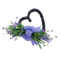 Artificial Lavender Wreath for Front Door Decor, Valentine's Day & Mother's Day Heart-shaped Hanging Ornament
