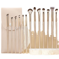 15-Piece Gilded Eyeshadow Brush Set with Bag, Eyeliner, Nose Shadow, Blending, Blush, and Powder Brushes