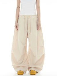 Unisex Retro Pleated Striped Parachute Cargo Pants