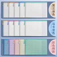 A4 Zipper File Bags, Waterproof Document Organizer for Students, Macaron/Morandi/Colorful Mesh, 5-Pack