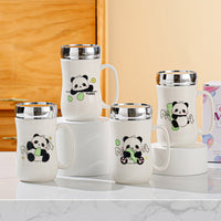 Cartoon Ceramic Mirror Lid Mug with Gift Box, Large Capacity Coffee Tea Cup for Birthday Wedding Gifts