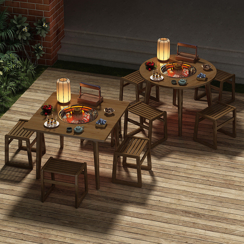 Multi-functional Portable Outdoor Picnic Table for Home Living Room - Round and Square Options