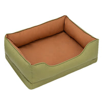 Waterproof Wear-Resistant Faux Leather Pet Bed with Removable Washable Cushion for Dogs and Cats