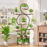 Multi-Tier Metal Plant Stand with Grow Light for Indoor Balcony and Living Room