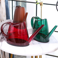 Colorful Plastic Watering Can for Indoor and Outdoor Plants, Transparent Frosted Resin Garden Sprinkler with Oval Portable Design