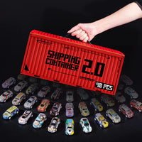 Die-Cast Pull-Back Car Toy Set with Container Truck Storage Box for Boys