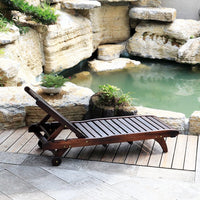 Carbonized Wood Folding Recliner Chair for Balcony, Beach, and Outdoor Lounging