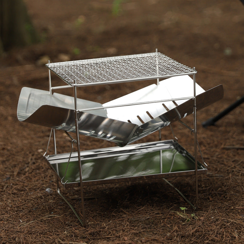 Hike Mount Portable Stainless Steel Folding Fire Pit & BBQ Grill for Outdoor Camping