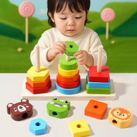 Baby Stacking Rainbow Animal Shape Ring Tower Early Education Toy