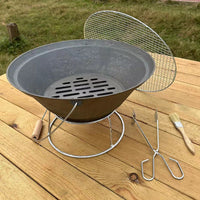 Portable Cast Iron Fire Pit BBQ Grill for Outdoor Patio and Home Use, Charcoal Barbecue Stove for Tea Ceremony