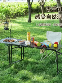 Hydraulic Adjustable Folding Camping Table with Light Stand Option, Lightweight Outdoor Tactical Desk