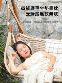Outdoor Patio Swing Chair with Coffee Table, Double Seater Hanging Basket Chair for Garden Balcony
